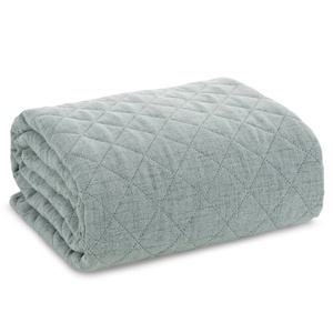 Bedspread 170 x 210 Quilted Linen1 Mint