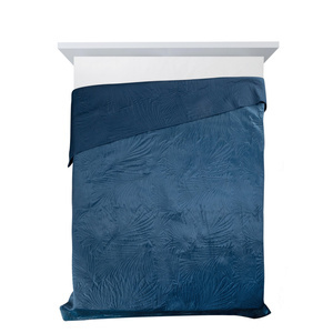 170 x 210 Quilted Velvet Bedspread Luiz4 Navy Blue