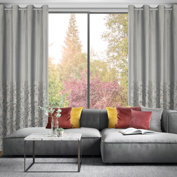 Zasłona 140 x 250 Welwet Przelotki Tori Srebrny