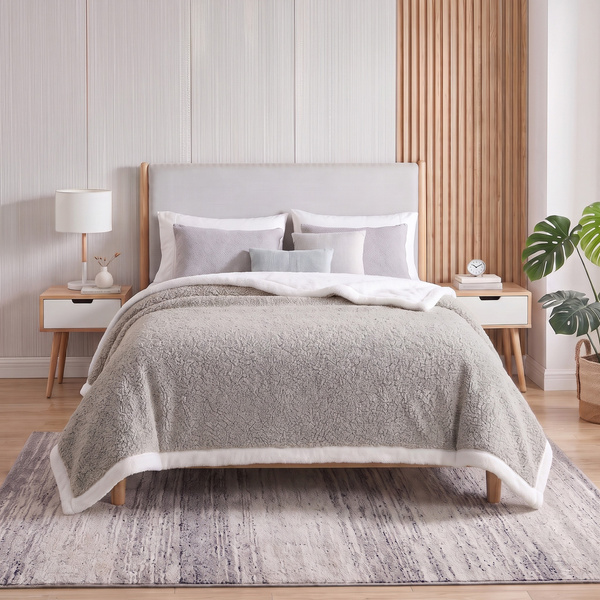 Koc 200 x 220 Boucle Bukla z Lamówką Mellori 04