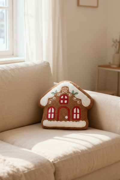 28 x 25 Christmas Gingerbread House Pillow