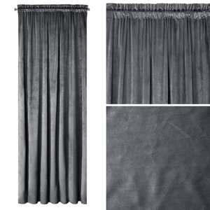 Decorative Curtain D91 Rosa On Tape 140 x 270 Graphite