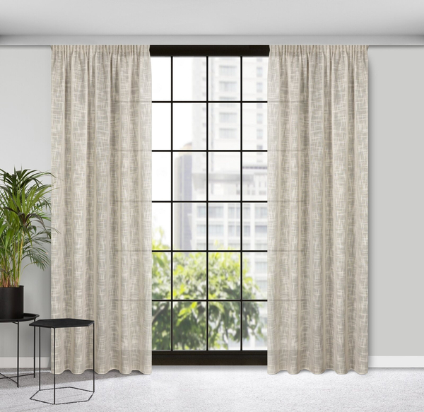 Zasłona 140 x 270 Dekoracyjna Taśma Rubi Beżowy