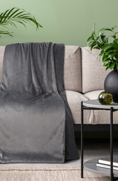 Blanket 70 x 160 Microfiber Double-sided Tedy Steel