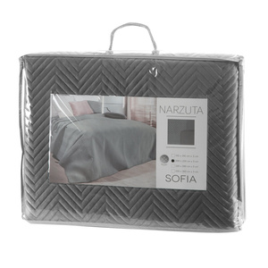 Sofia Graphite Decorative Velour Bedspread 200 x 220