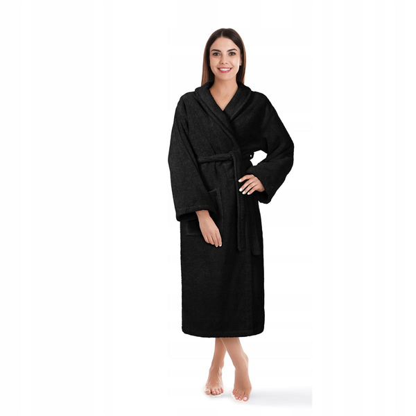 Hotel Bathrobe Cotton Terry Unisex S/M Black
