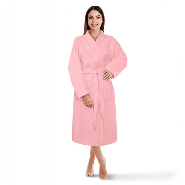 Kimono Robe Gofer Cotton Unisex XS Powder