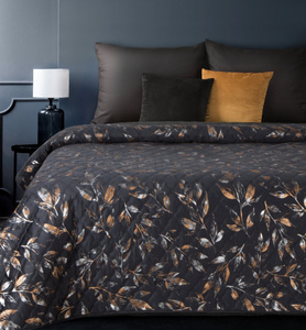 Quilted Velvet Bedspread 170 x 210 Blink1 Black+Gold