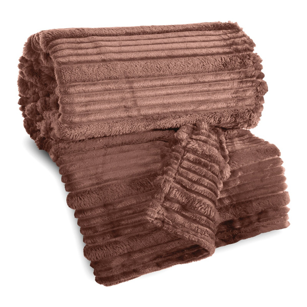 Koc 150 x 200 Flanelowy Tłoczony Nina Mocha