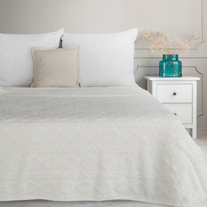 Koc 200 x 220 Design Mikrofibra Warkocz Biały