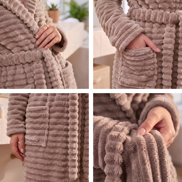 Szlafrok Mikrofibra Pasy Unisex Velar XXL 06 Beż