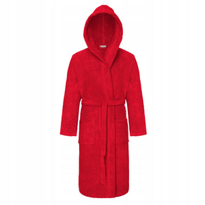 Unisex Hooded Cotton Bathrobe XS Czerw