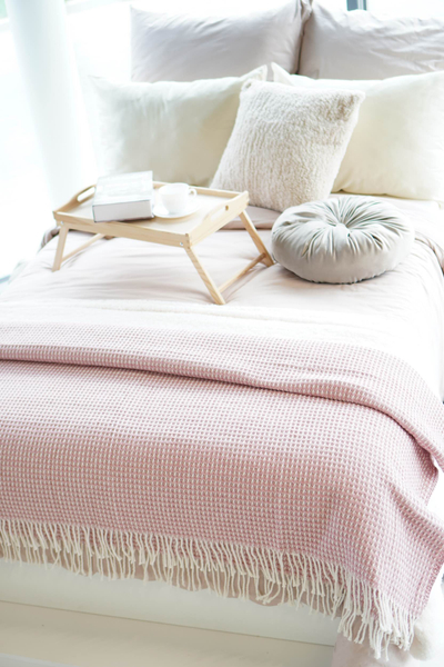 Koc 200x220 Bawełniano-Akrylowy Check Puder