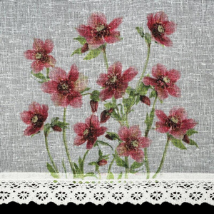 Firana 30 x 150 Dekoracyjna Gotowa Isa Biały+Bordo