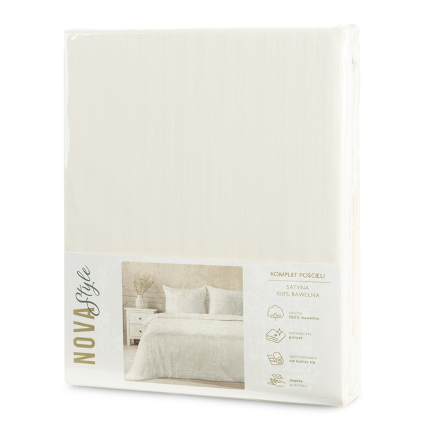 Pościel 160 x 200 3cz Satyna Bawełniana Vera Krem