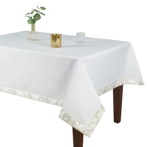 Tablecloth 140 x 200 Decorative Rose pattern 023 White+Silver