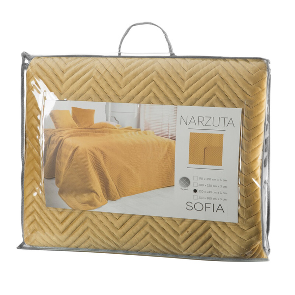 Narzuta 220 x 240 Dekoracyjna Welurowa Sofia Musztard