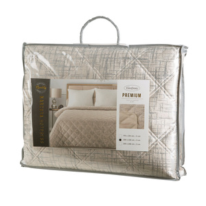 Quilted Velvet Bedspread 170 x 210 Blink6 Cream