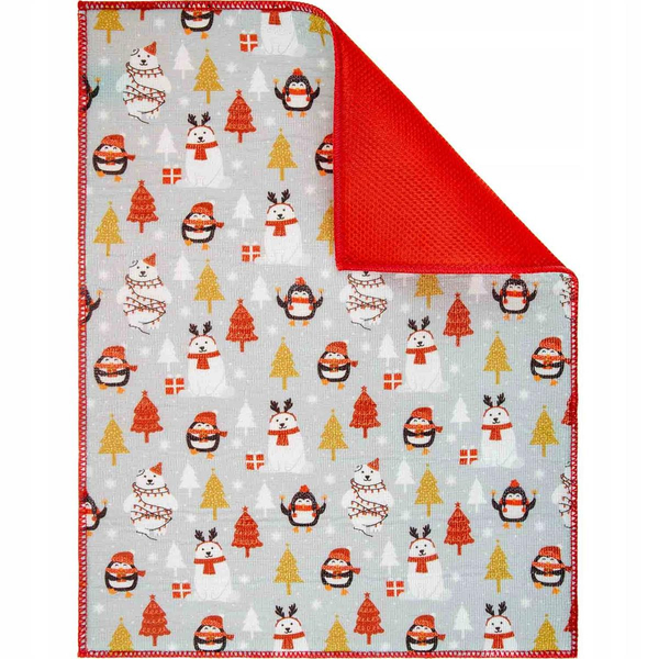 38 x 51 Teddy Bear Christmas Dish Drying Mat