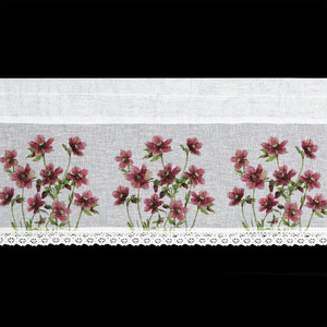 Curtain 30 x 150 Decorative Ready-made Isa White+Bordo