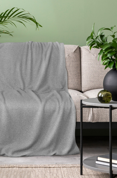 Koc 200 x 220 Mikrofibra Boucle Bukla Srebrny