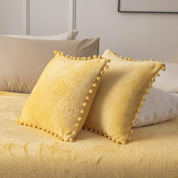 Blanket 150 x 200 Microfiber Pompie Pompoms Mustard