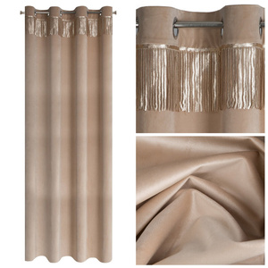 Velvet Jasper Curtain 140 x 250 Beige Spillover