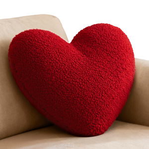 Pillow 44 x 36 Decorative Heart Boucle Red