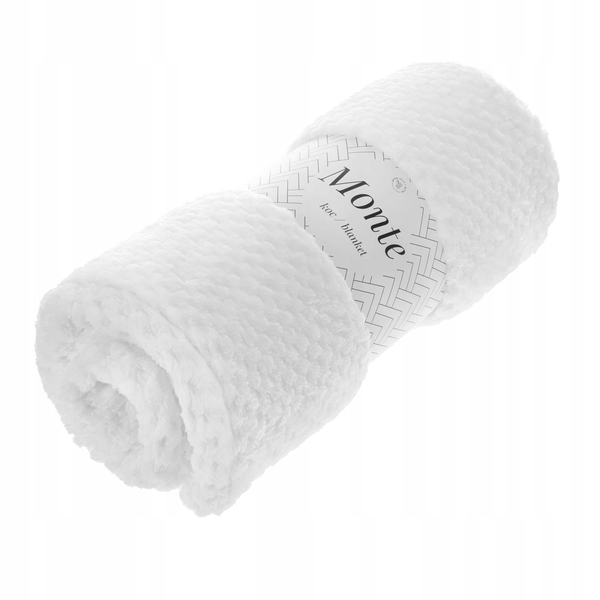 Koc 150 x 200 Mikrofibra Żakardowa Monte Biały