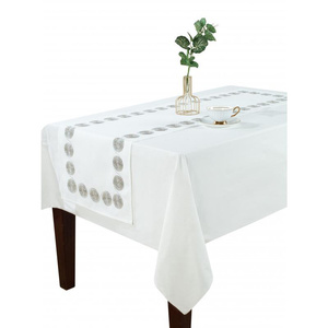 Tablecloth 140 x 200 Decorative Embroidery 801 White