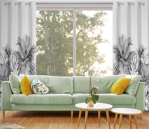 Curtain 140 x 250 Ready-made Nerina Drawstrings Bia+Black