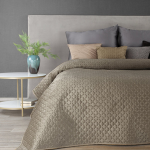 Quilted Velvet Bedspread 200 x 220 Dimon C.Beige