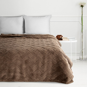 Koc 200 x 220 Pluszowy Jodełka Caro C.Brąz