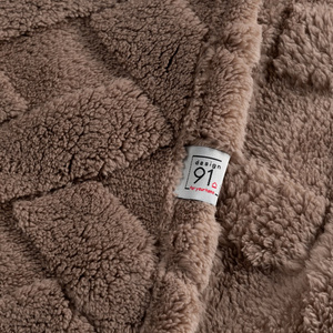 Koc 200 x 220 Pluszowy Jodełka Caro C.Beż