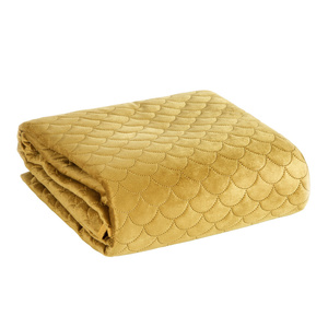 Bedspread 220 x 240 Decorative Quilted Pattern Ariel Mustard