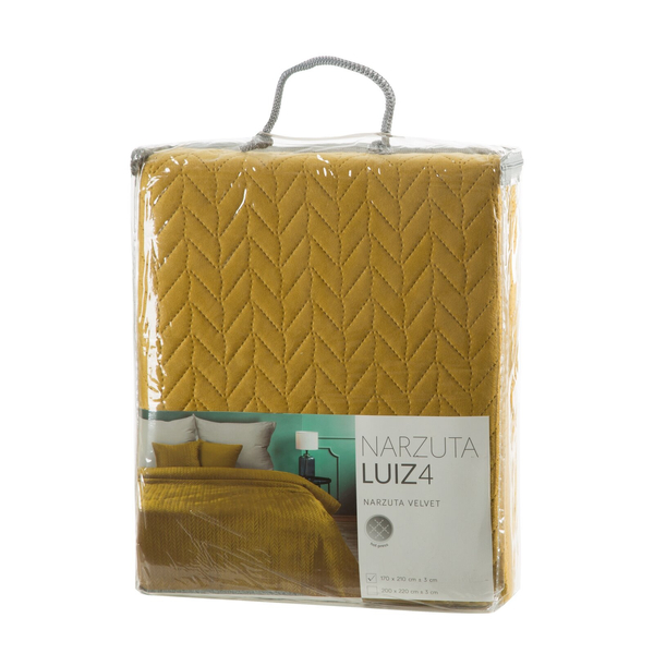 170 x 210 Quilted Velvet Luiz4 Mustard Bedspread