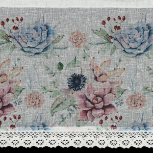 Firana 30 x 150 Dekoracyjna Gotowa Dora Biały+Róż