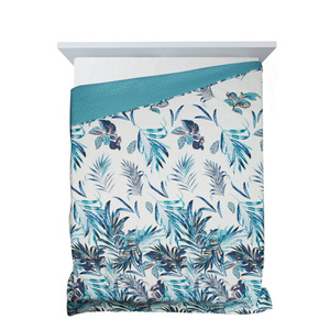 Bedspread 170 x 210 Quilted Pilar White+Turquoise