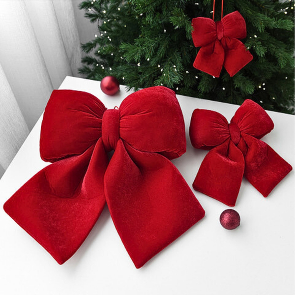 Holly Bow 01 29 x 33 Christmas Velour Bow