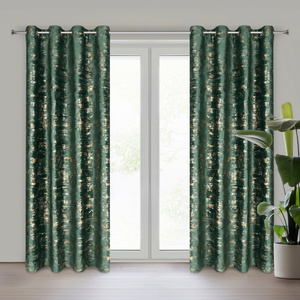 Curtain 140 x 250 Velvet Eyelets Tami Dark Green