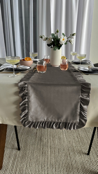 Table Runner 40 x 160 Decorative with Ruffles Ligia 06