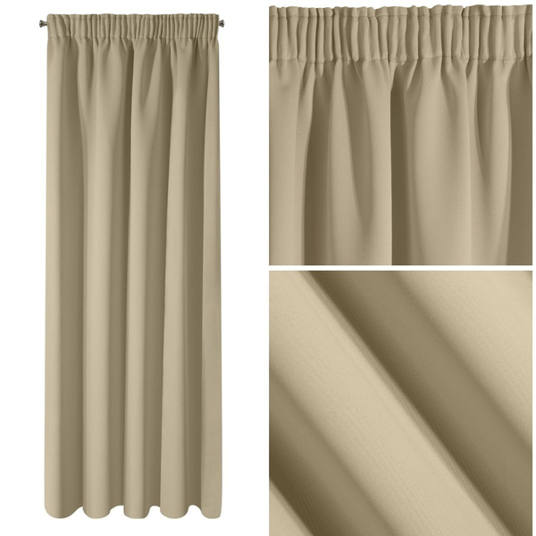 Blackout Logan Tape Curtain 140 x 270 Beige