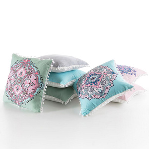 Decorative Pompon Pillowcase Astec 1 40 x 40 Blue