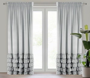 Zasłona 140 x 250 Welwet z Falbaną Dani Srebrny