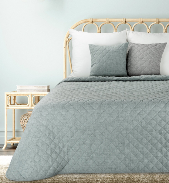 Bedspread 170 x 210 Quilted Linen1 Mint