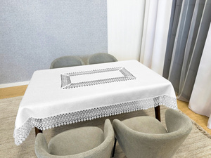 Stain-Resistant Tablecloth 150 x 280 with Lace 2017 White