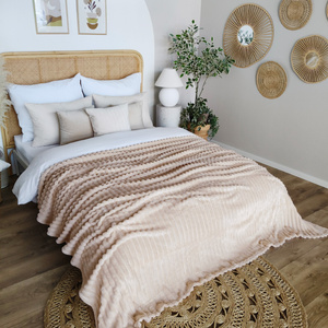 Blanket 160 x 200 Microfiber Stamped Stripes Nuvio 05