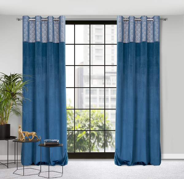 Zasłona 140 x 250 Dekoracyjna Przelotki Agnes Granatowy