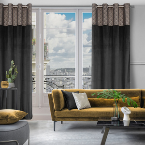 Curtain 140 x 250 Decorative Drawstring Agnes Black