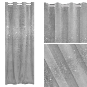 Curtain 140 x 250 Decorative Velour Shiny Ash